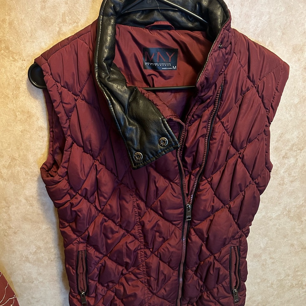 Andrew Marc Burgundy and Black Quilted Vest